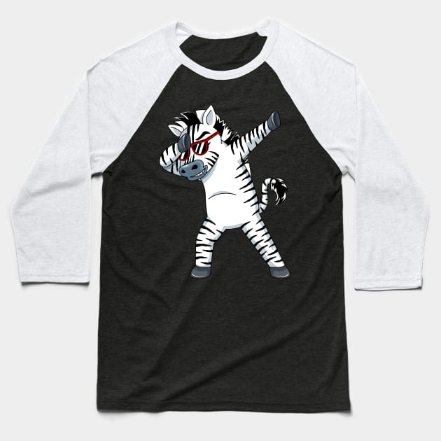 Zebra Dabbing Dab Dance Funny Birthday Gift Baseball T-Shirt by Pummli